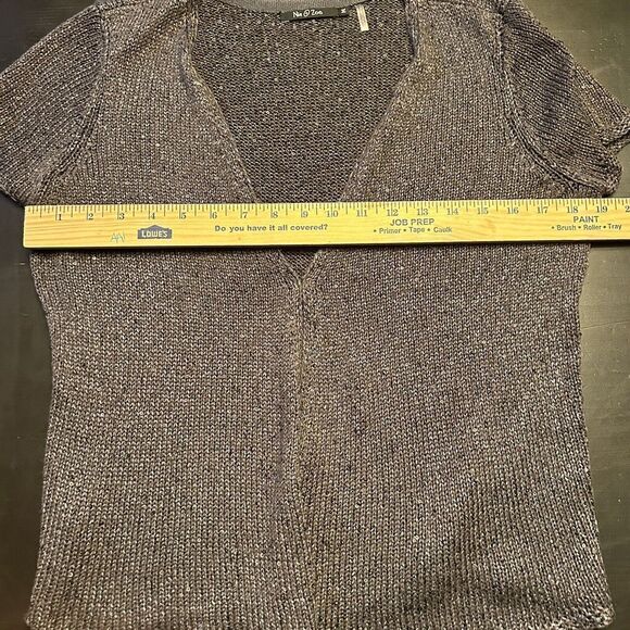 Nic + Zoe Charcoal Gray Cardigan Sweater Short Sleeves Lightweight Size Medium - Picture 7 of 11